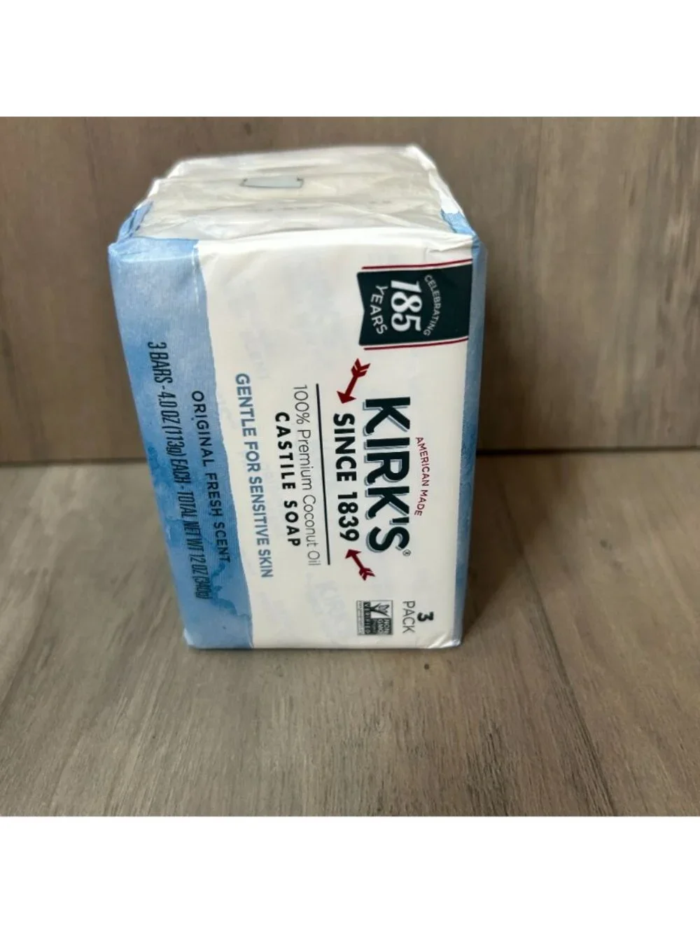 Kirks Original Fresh Scent Castile Soap 3-Pack Sensitive Skin USA Made